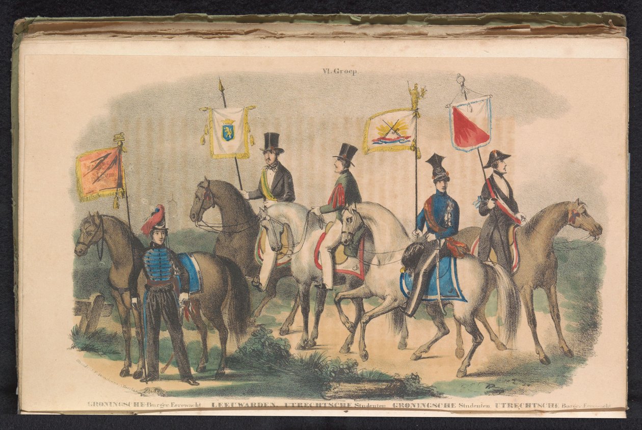Kostumer og bannere for æresvagterne i Groningen, Leeuwarden og Utrecht, 1840-1842 VI. Gruppe (titel på objekt) af Unknown