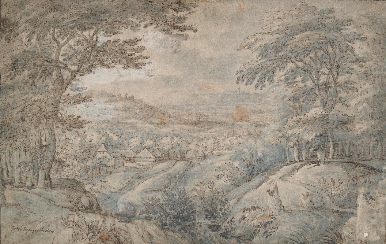 Landskab med fjernudsigt i dalen af Unknown