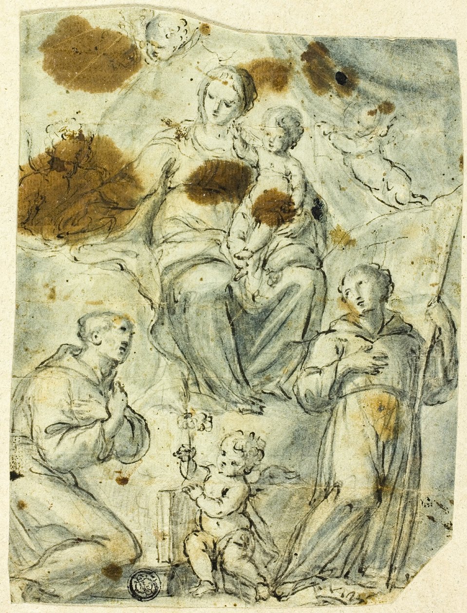 Madonna med barn og de hellige Antonius af Padua og Vilhelm af Aquitanien af Unknown