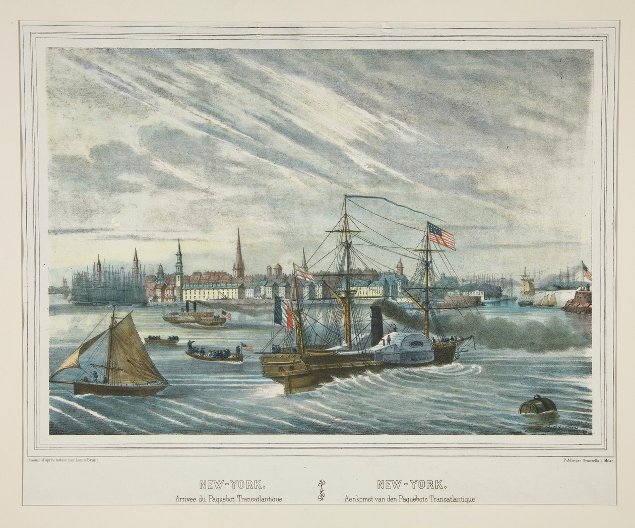 New York. Ankomst af den transatlantiske dampskib. af Unknown