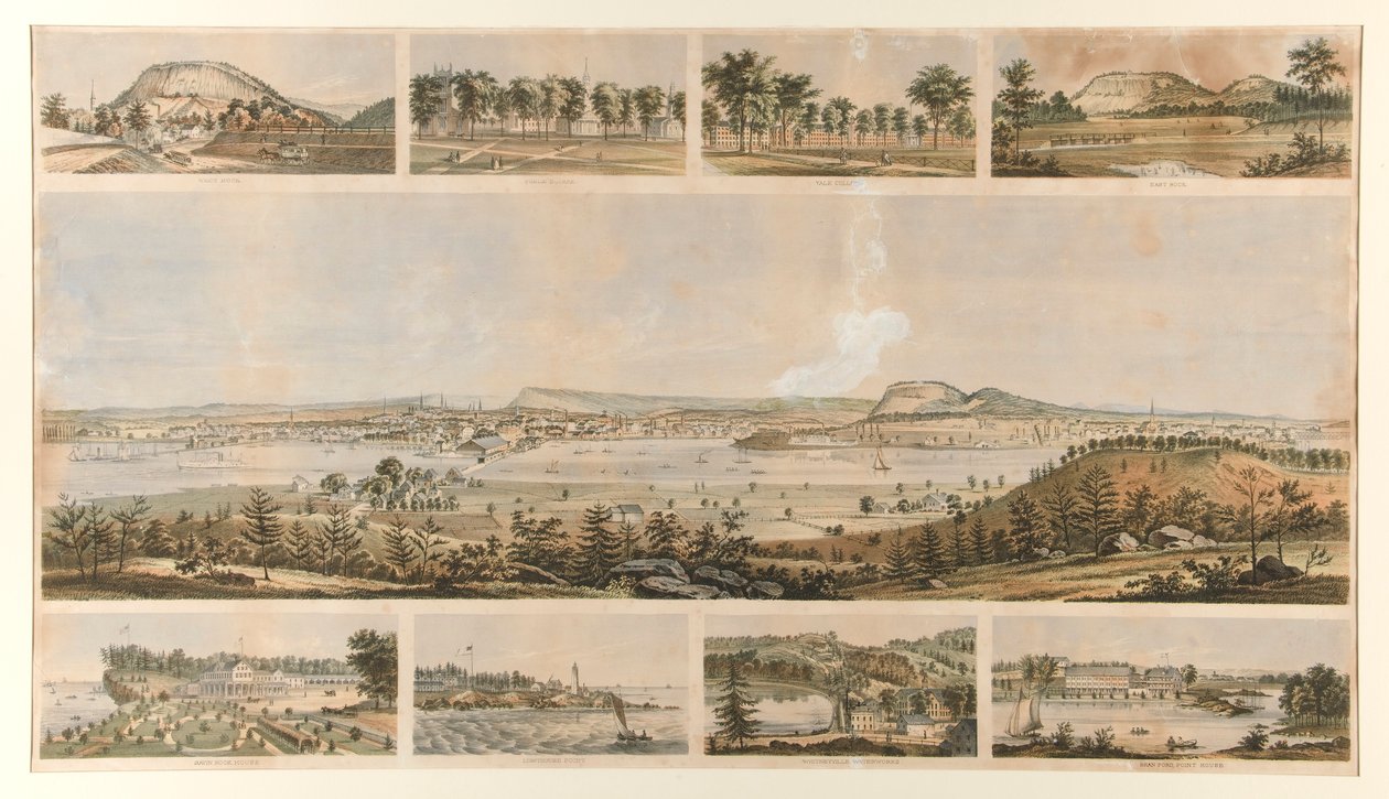 New Haven (9 visninger, panorama og 8 vignetter) af Unknown