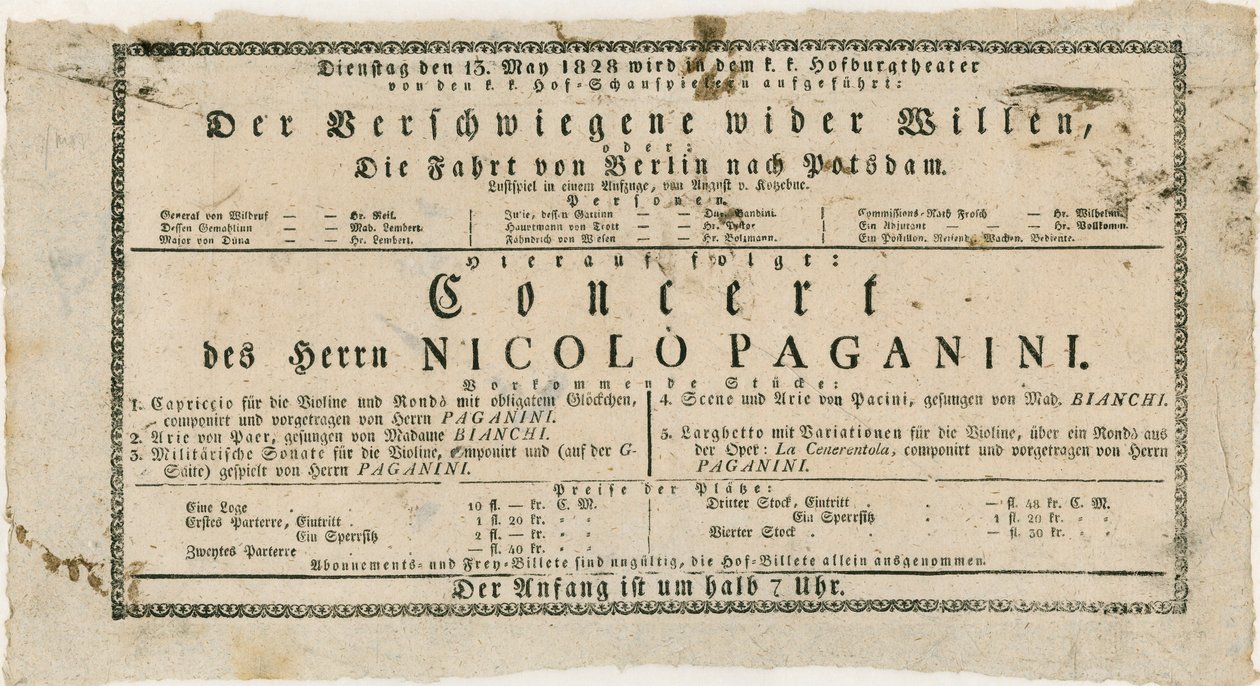 Niccolo Paganini - spillebillet af Unknown