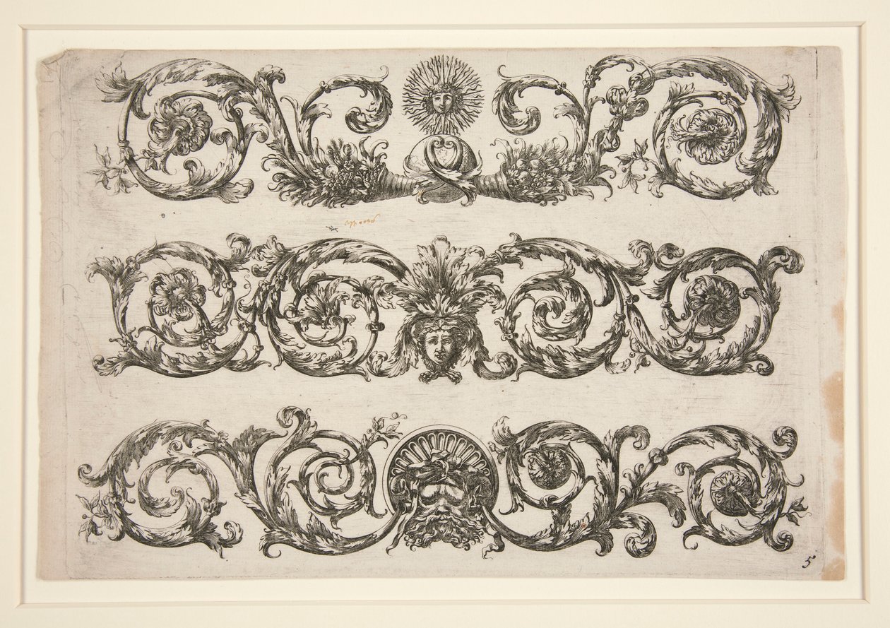 Ornamental design med blomster-arabesker (sol) af Unknown