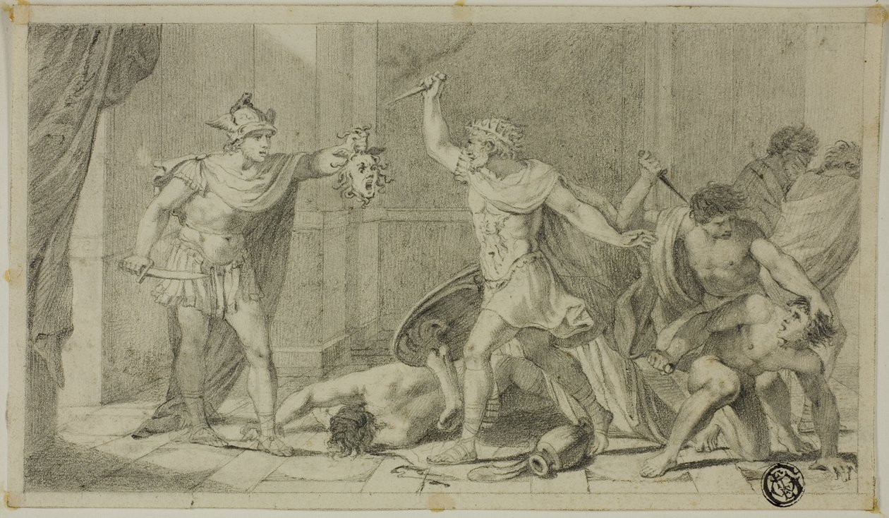 Perseus konfronterer Phineas og hans tilhængere med Head of Medusa af Unknown