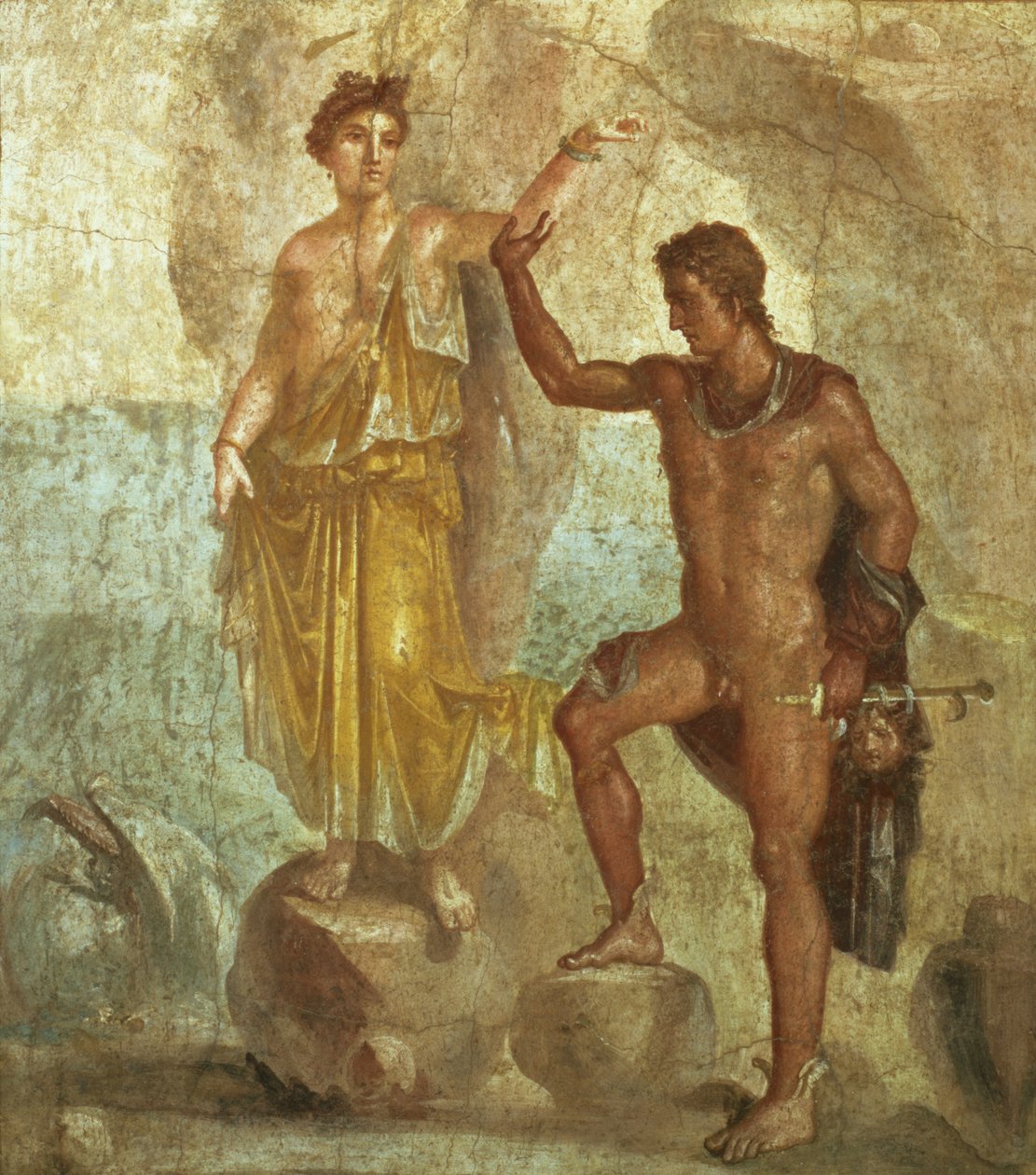 Perseus befrier Andromeda, fra huset af Castor og Pollux, Pompeji, 4. dekorative stil, ca. 50-79 e.Kr. af Unknown
