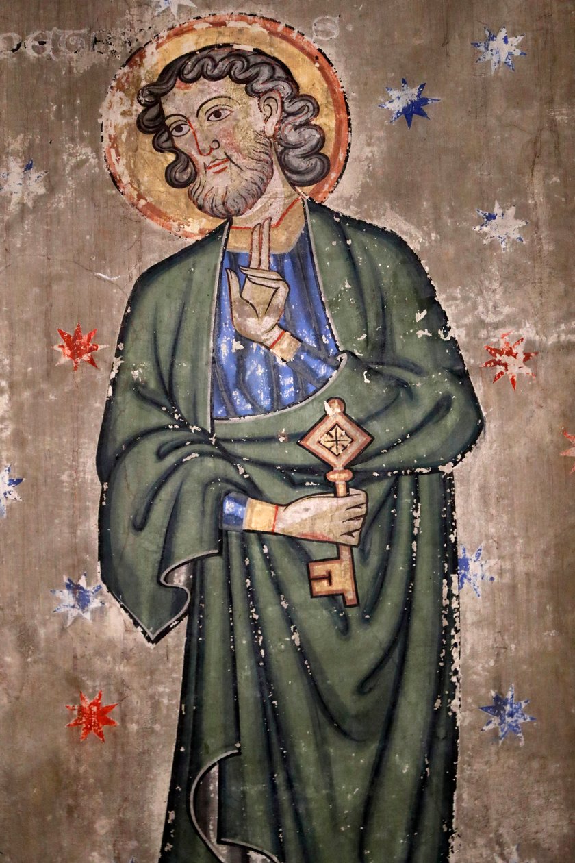 Saint-Pierre-le-Jeune protestantiske kirke, Saint Peter, Fresco, Strasbourg, Frankrig. af Unknown
