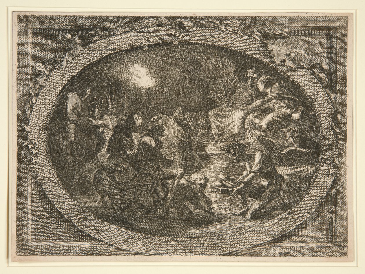 Satanisk scene med Voltaire af Unknown