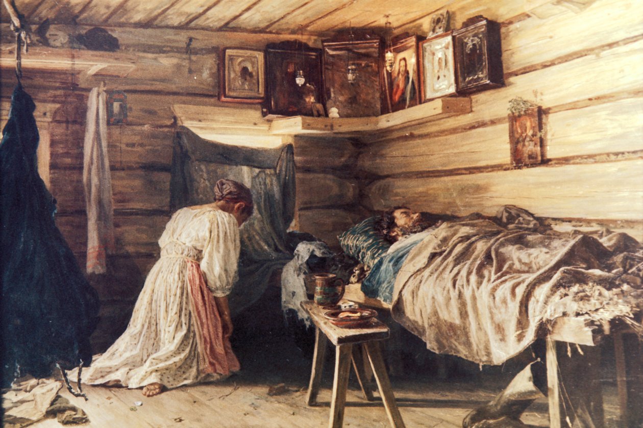 Syg mand et maleri af Vasily Maximov, 1881. af Unknown
