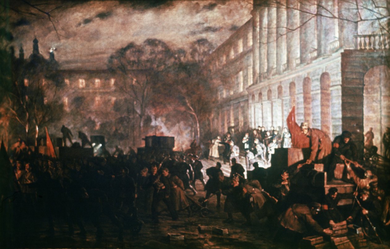 Smolny Institute - Oktoberrevolutionens hovedkvarter, Petrograd 1917, Maleri af V, Kuznetsov. af Unknown