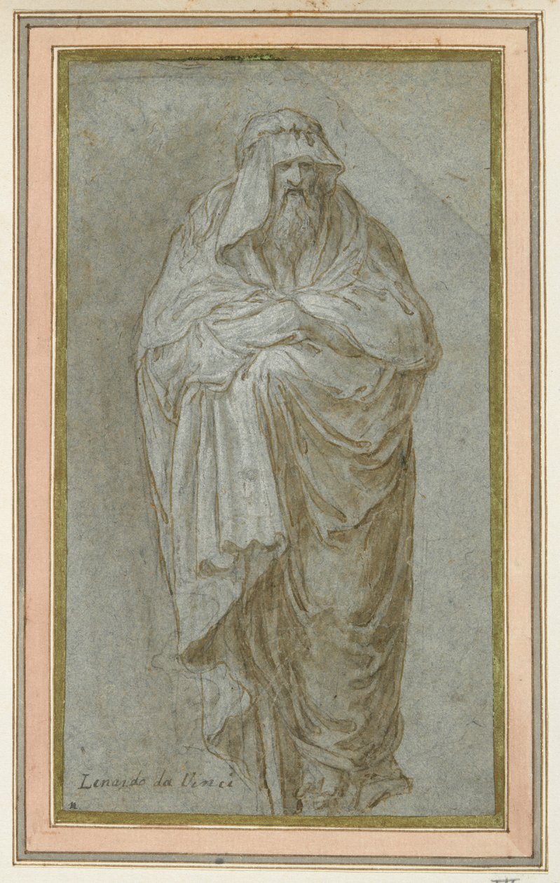 Stående figur draperet i kappe af Unknown