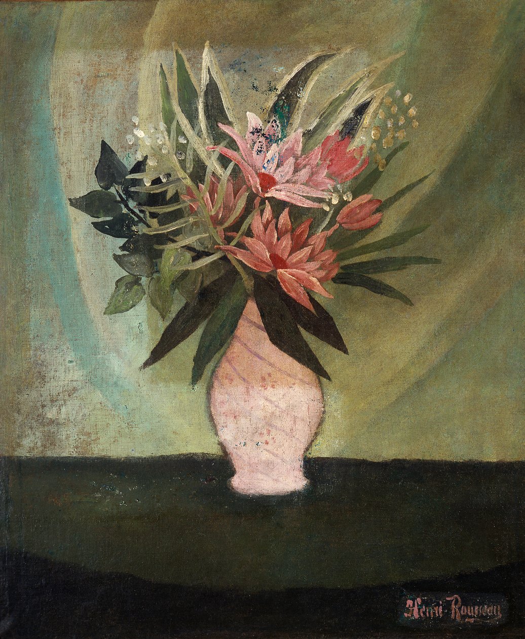 Stilleben, vase med blomster af Unknown
