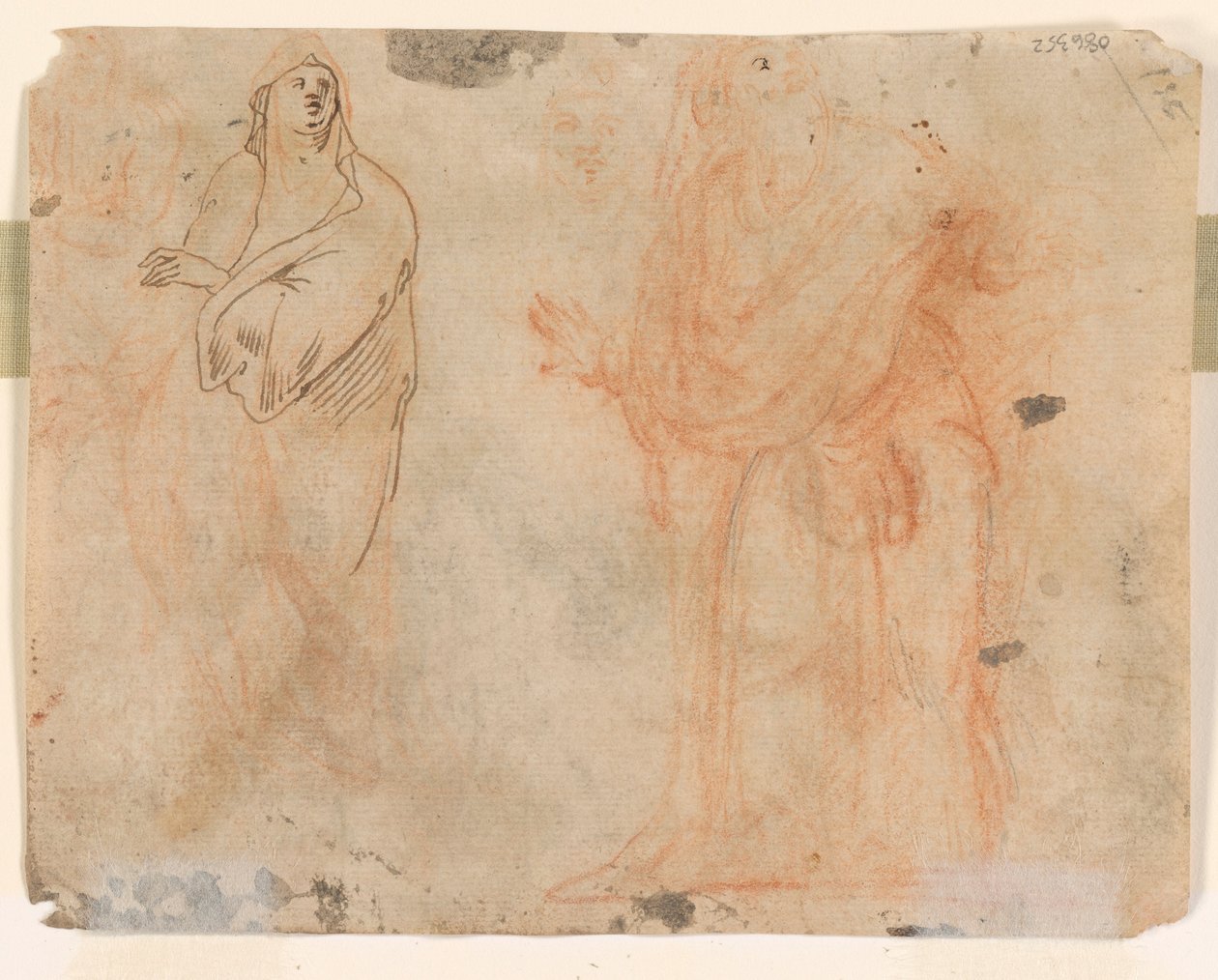 Studier af faldende figurer (recto); Studier af figurer i draperet tøj (verso) af Unknown