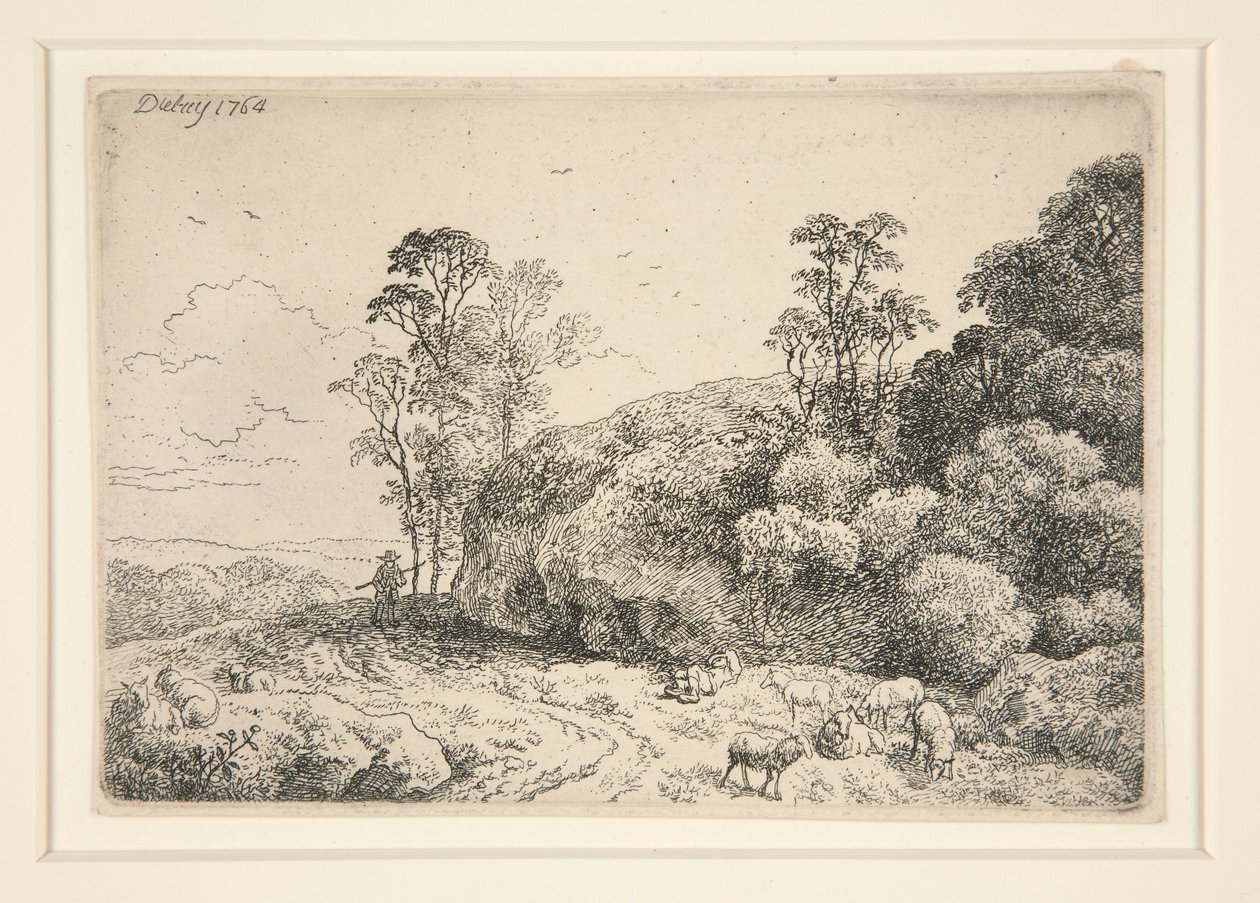 Uden titel [landskab med får og en hyrde] af Unknown