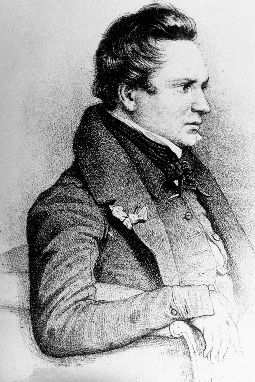 Victor Hugo (1802-1885) fransk forfatter, her i 1832, gravering af Georges Frey efter LeonNoel af Unknown