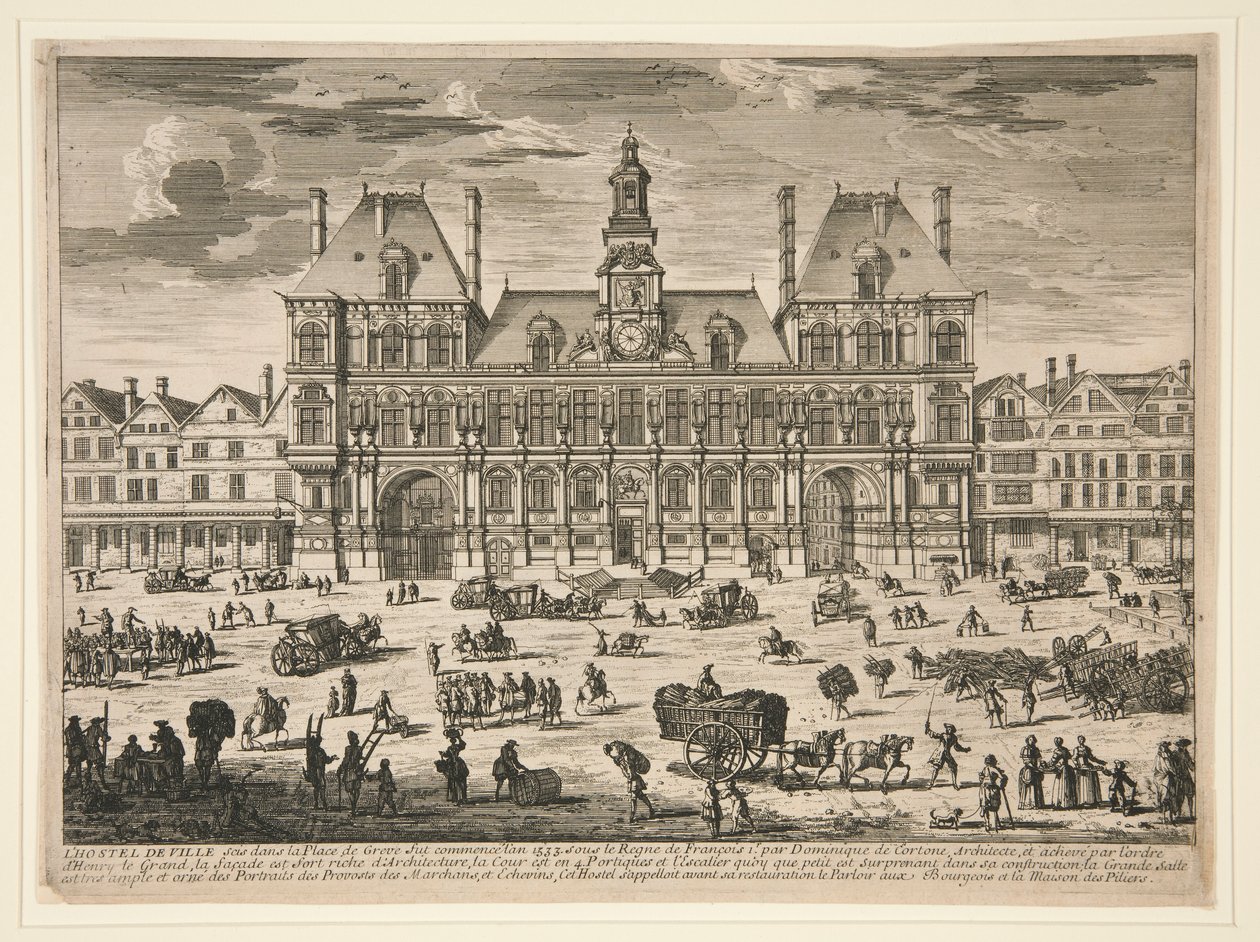Udsigt over Hotel de Ville, Paris af Unknown