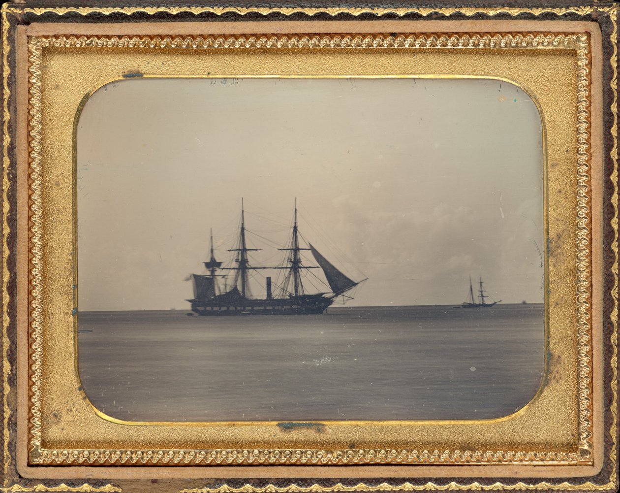 H.M.S. Dauntless ved anker i Carlisle Bay, Barbados af Unknown 19th Century