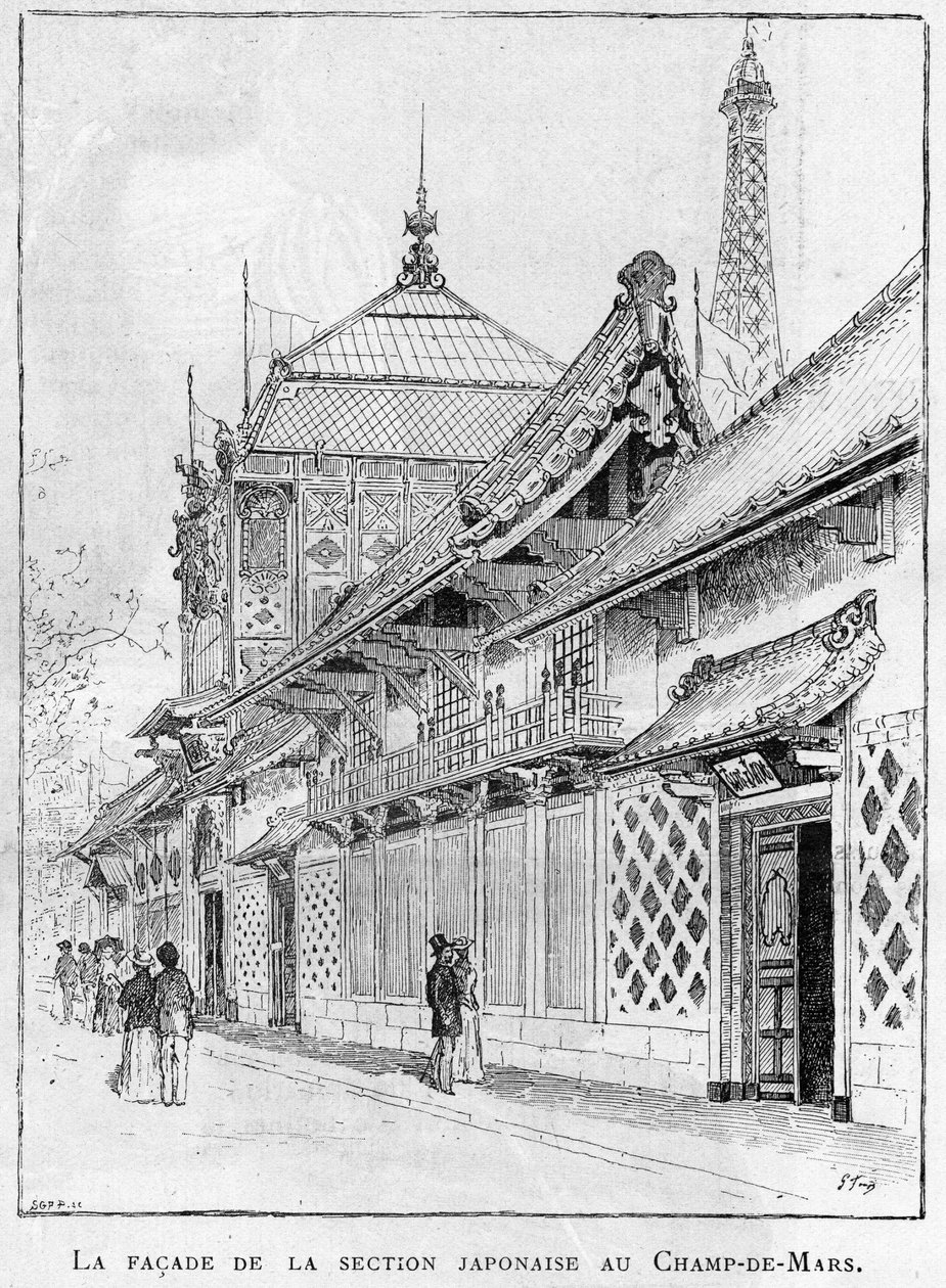 1889 Verdensudstilling i Paris: facaden af den japanske sektion på Champs de Mars. af Unknown artist
