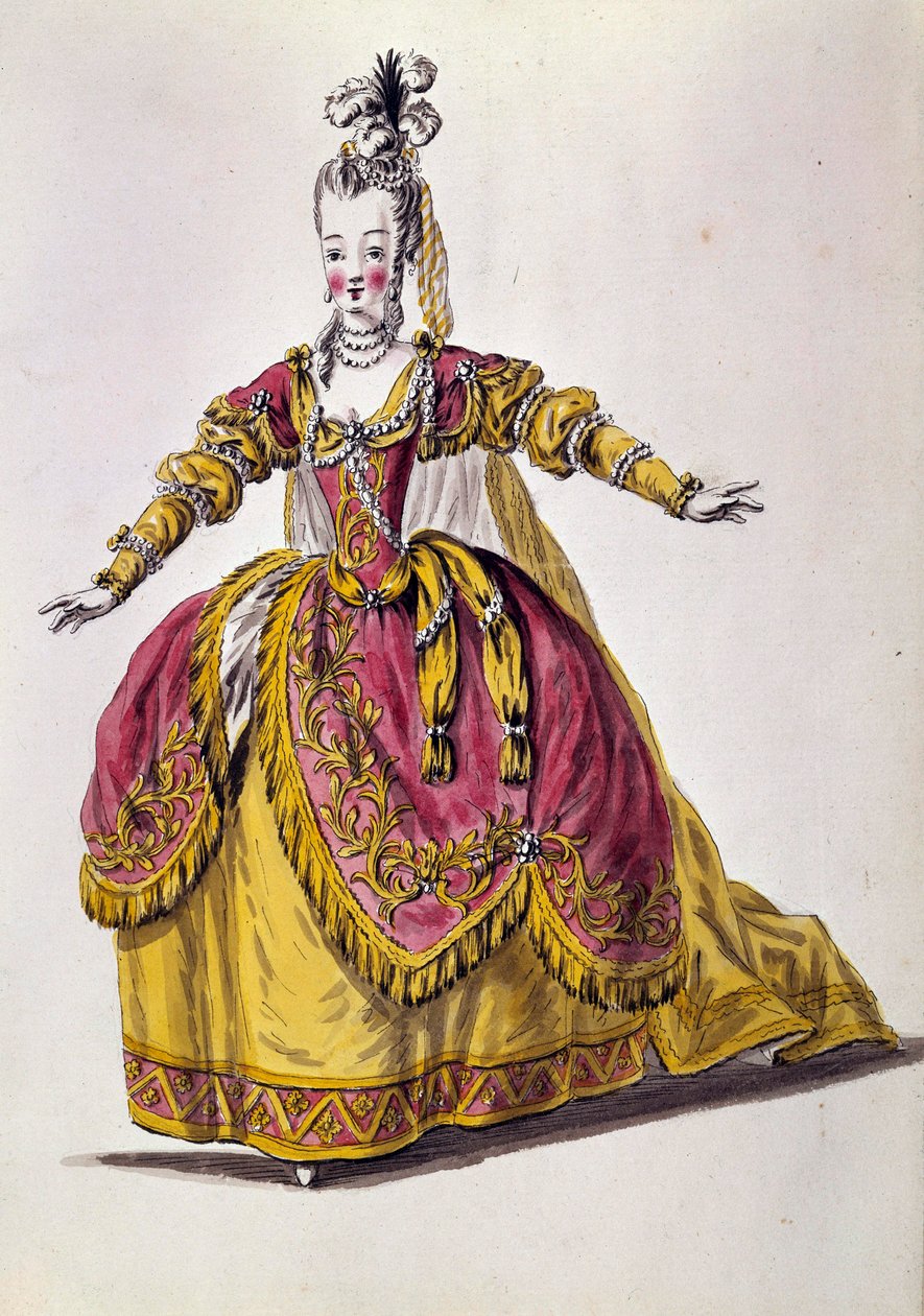 1700-tals teaterkostume, indgravering af 1800-tallets Paris, B.N. af Unknown artist