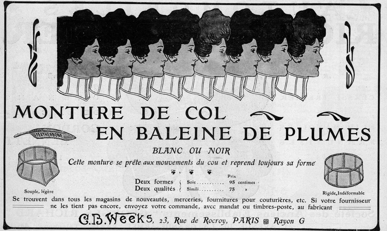 1904-annonce for C B Weeks Feather Whale Neck Mount af Unknown artist