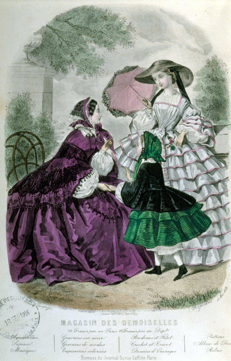 2 kvinder og 1 pige - i "" Magazine des Demoiselles"" af Unknown artist