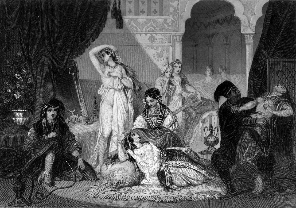 En kristen fange i Harem. I "The General History of the Navy" af Van Tenac af Unknown artist