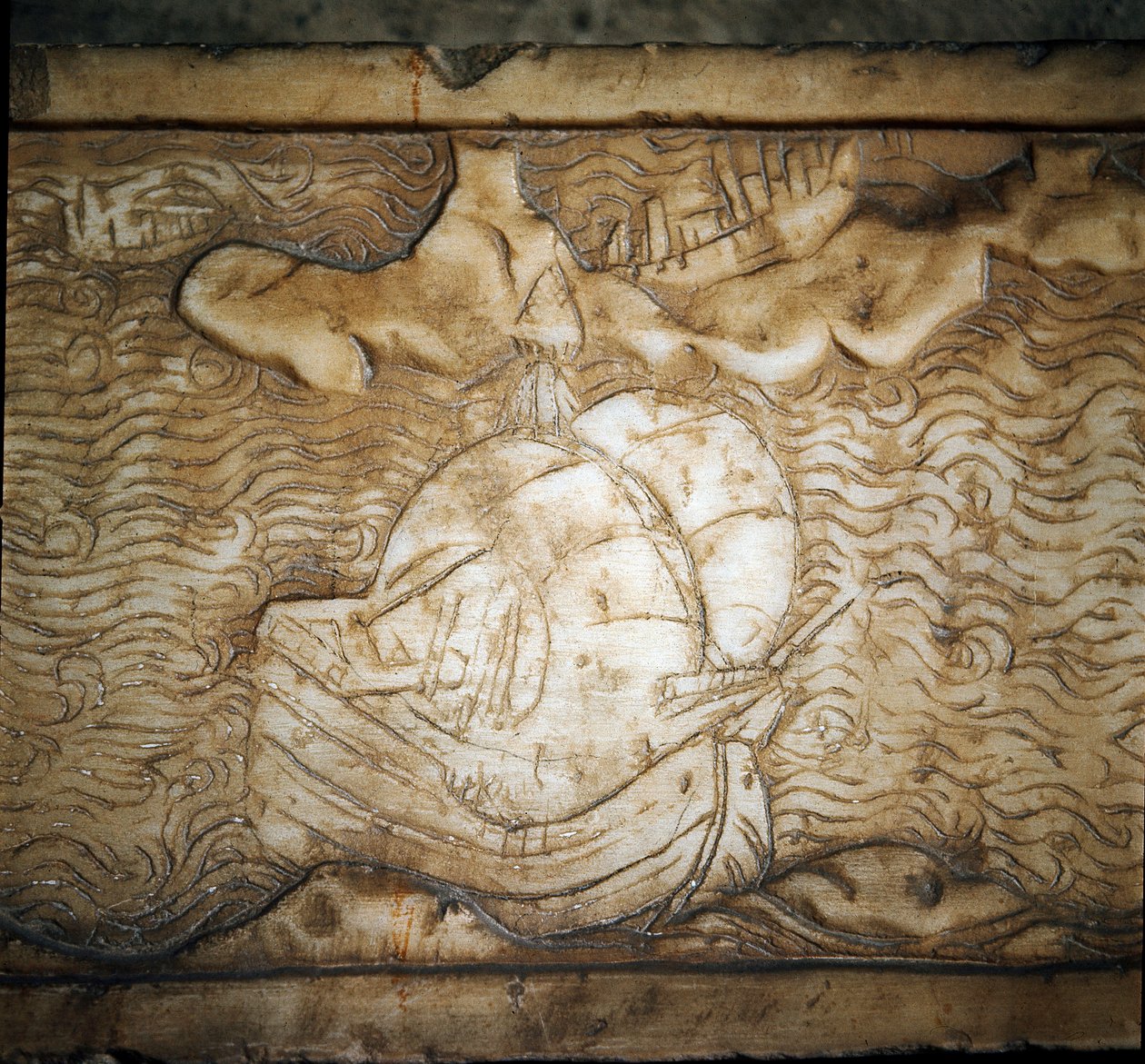 Et genuesisk skib. Detalje af marmorrelief af Unknown artist
