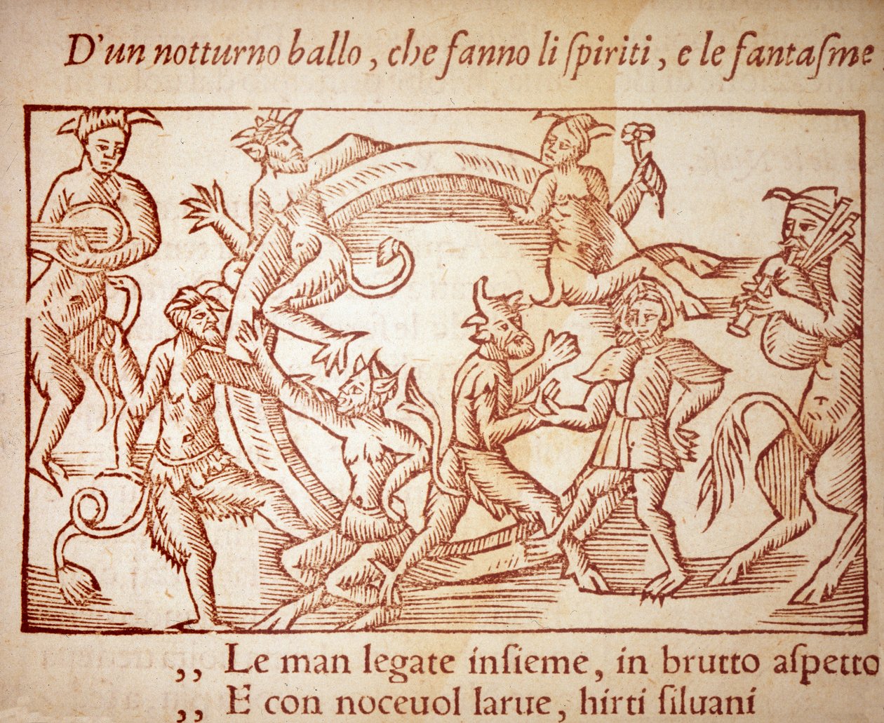 En sabbat, indgravering af Olaus Magnus (1490-1557), svensk religiøs og geograf, -i "History of the Northern Nation" af Unknown artist