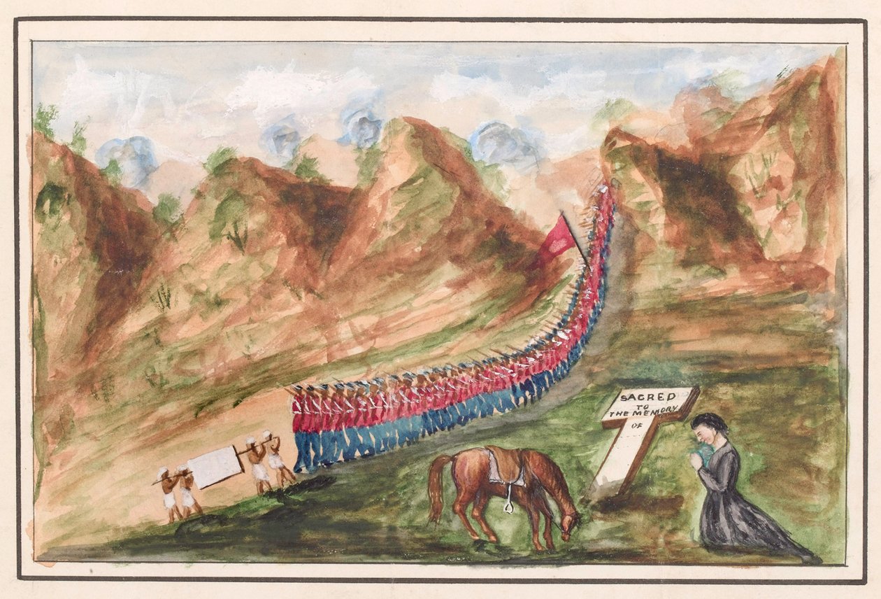 En kolonne af soldater, der passerer gennem Bolan-passet af Unknown