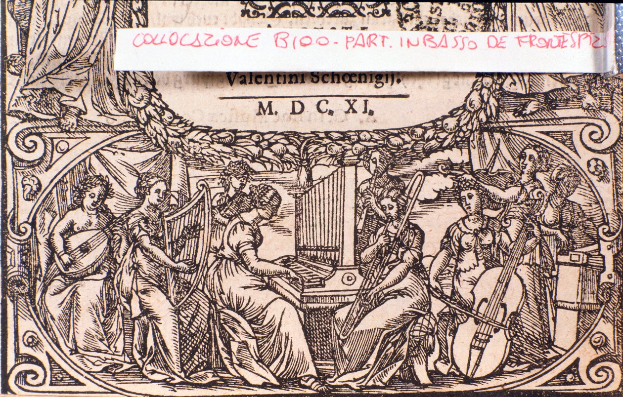 En koncert, detalje. Frontispice af kompendium af musik af Adam Gumpeltzhaimer af Unknown artist