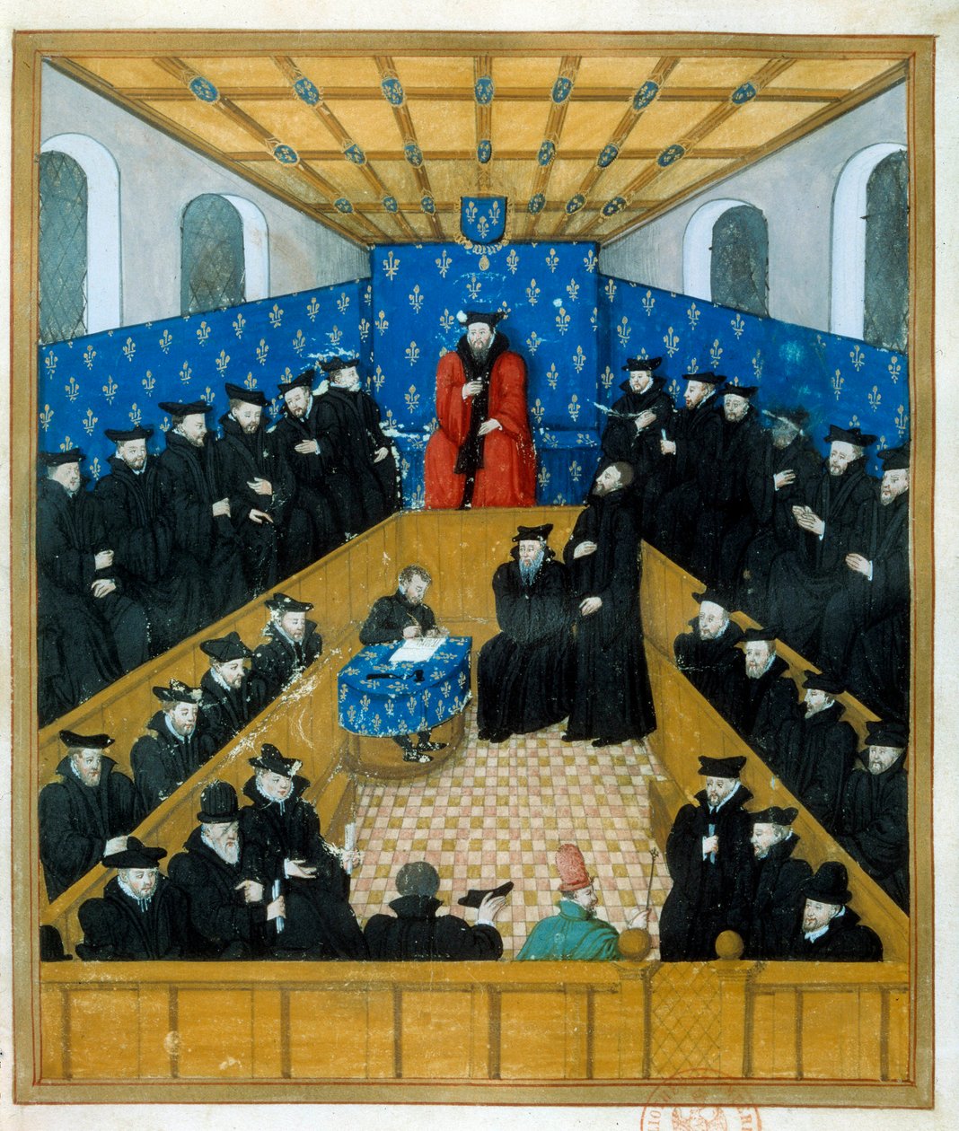 En domstol i det 15. århundrede. Miniature. Paris, B N af Unknown artist