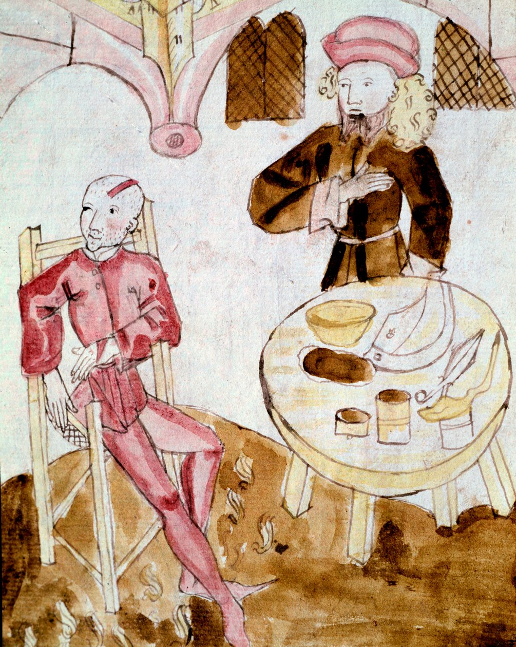 En læge, der besøger en patient (miniature af Unknown artist