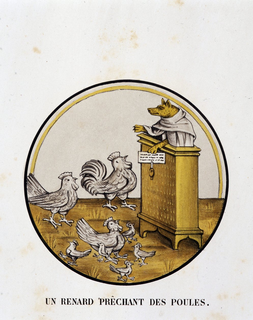 En ræveprædikant af høns (renart-roman) - religiøs karikatur, Limoges af Unknown artist