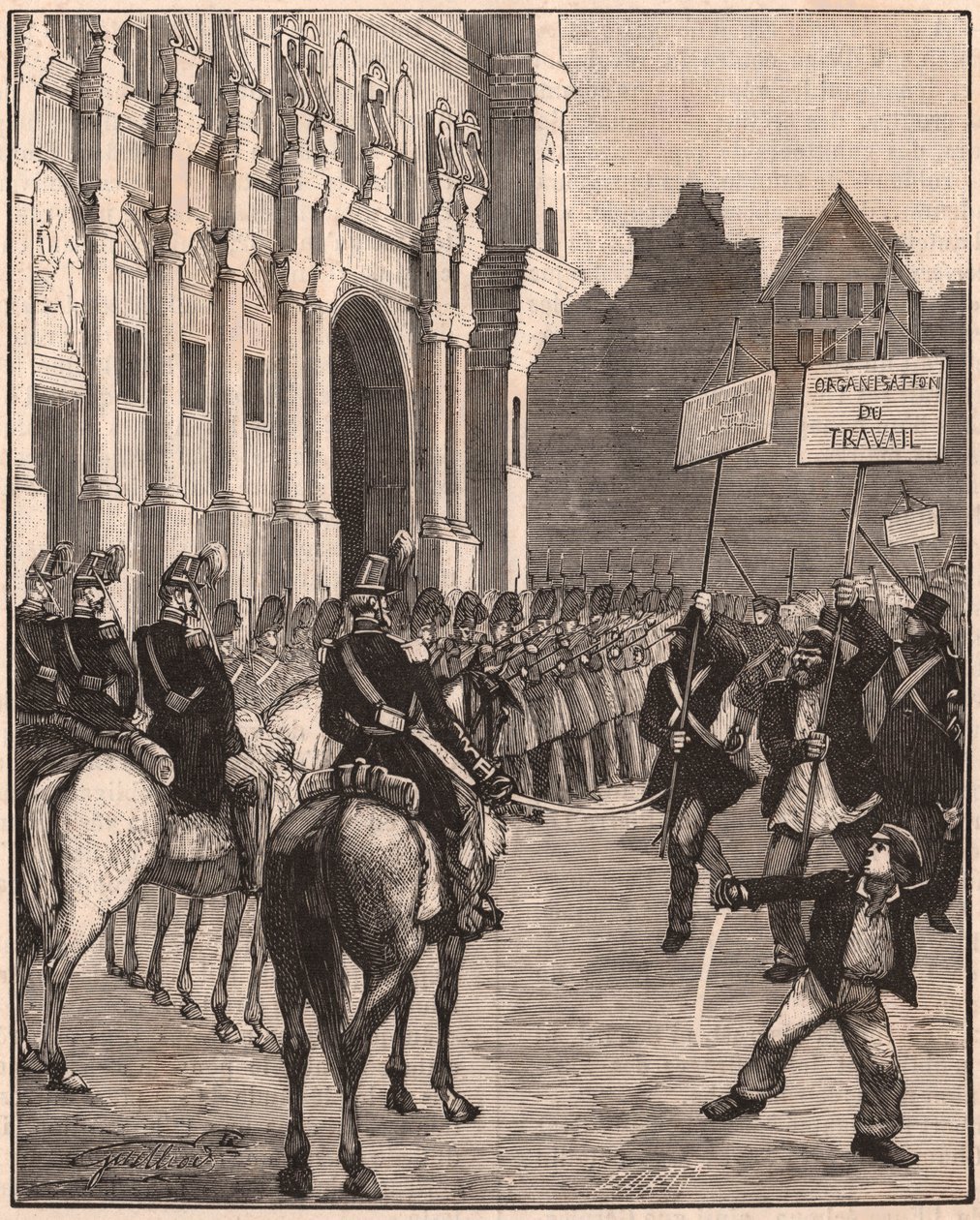 En gruppe socialister demonstrerer mod Louis Napoleon Bonapartes reformer, 1849 på Champ de Mars i Paris af Unknown