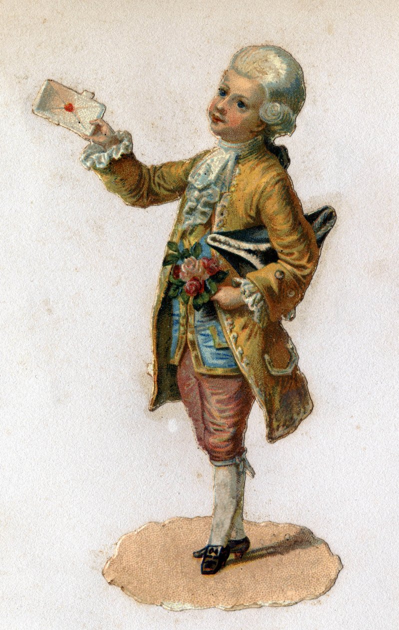 En budbringer (1700-tallet) med et forseglet brev. Kromolitografi omkring 1890. af Unknown artist