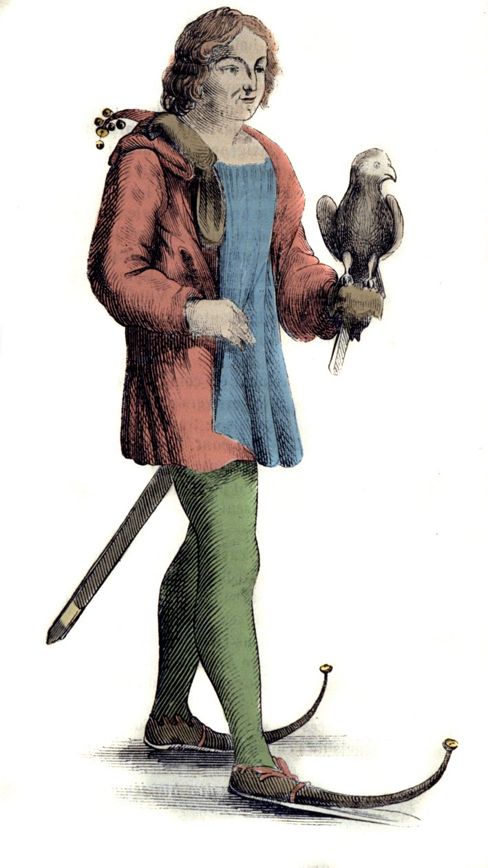 En midaldrende mand iført sko til føllet. af Unknown artist