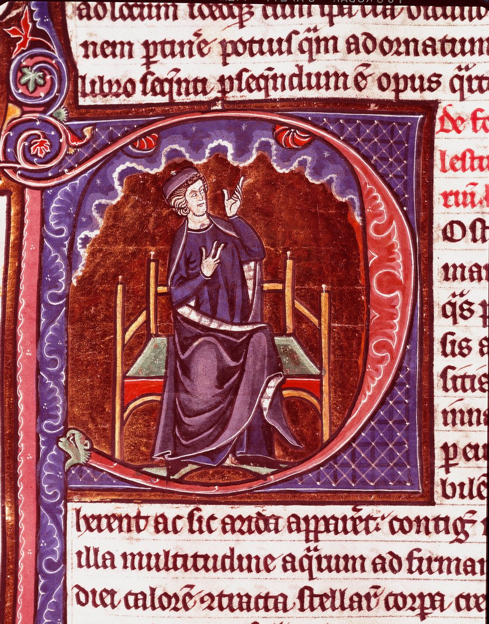 En munk, der laver miniatureberetninger fra manuskriptet "Speculum historiale"" af Vincent de Beauvais (1184/94-1264) Laon fra det 13. århundrede, kommunalt bibliotek af Unknown artist