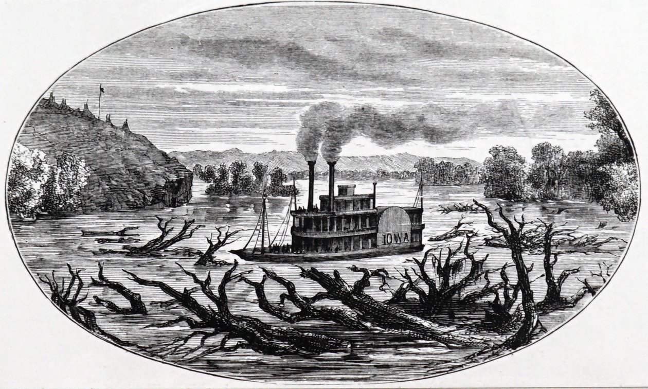 En hjuldamper på den øvre del af Missouri af Unknown artist