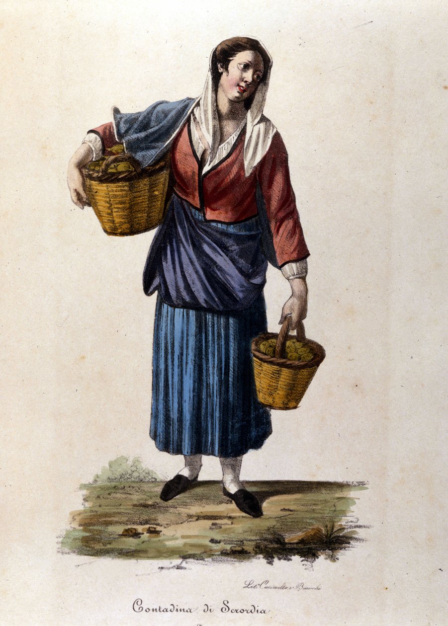 En bonde fra byen Scordia på Sicilien Gravering af det 19. århundrede af Unknown artist