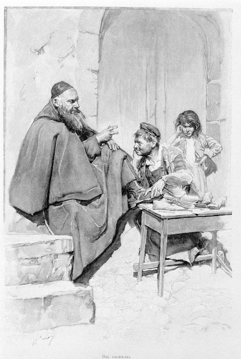 En skomager på Sicilien i 1870. af Unknown artist