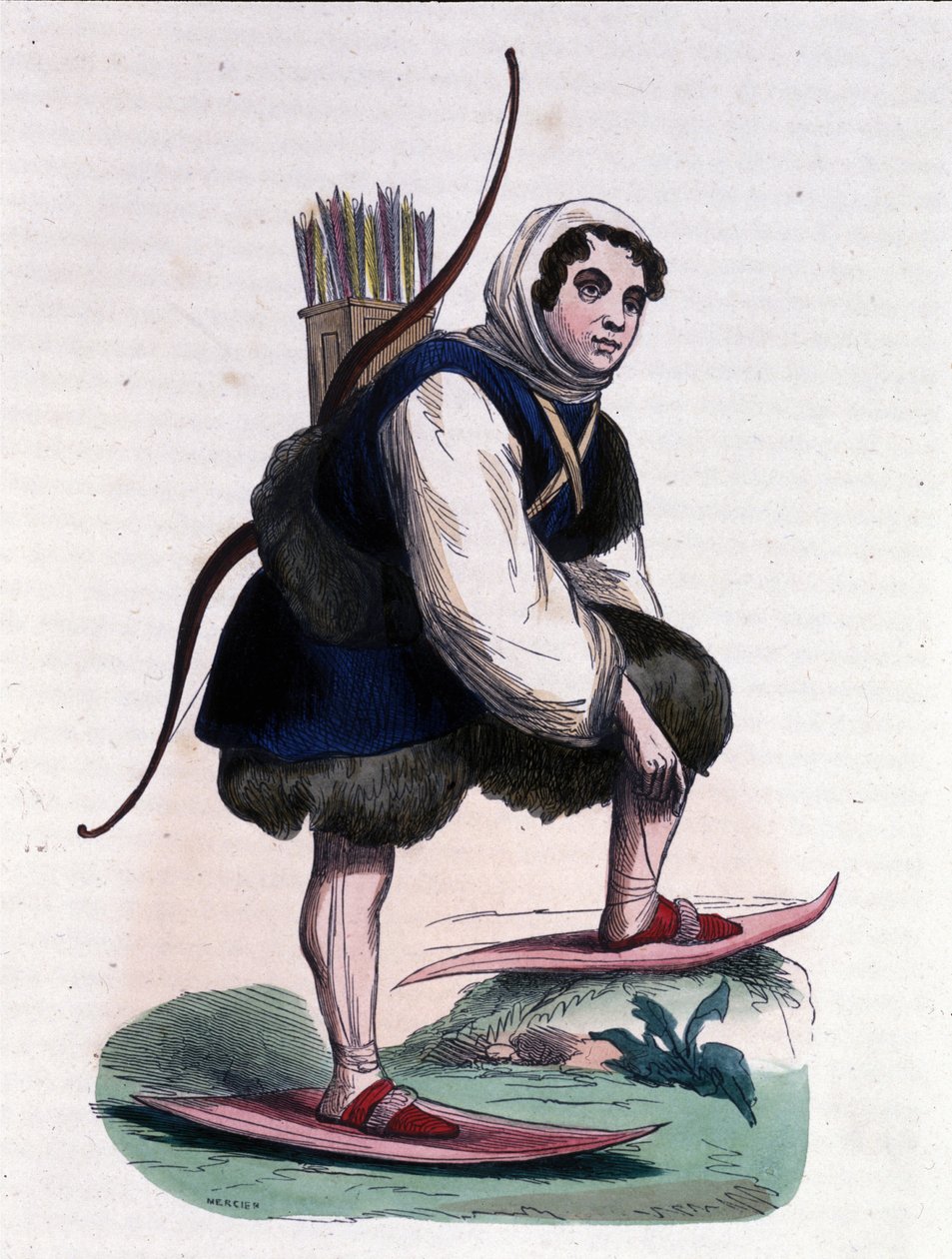 En skijæger fra Samoyede-stammen af mongolsk oprindelse. af Unknown artist