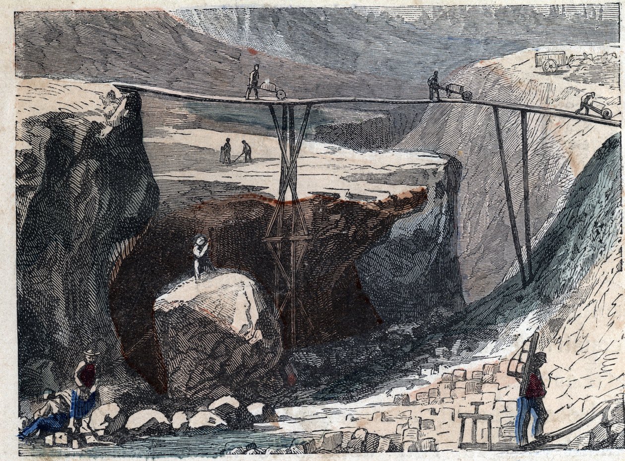 Et stenbrud i 1800-tallet. af Unknown artist