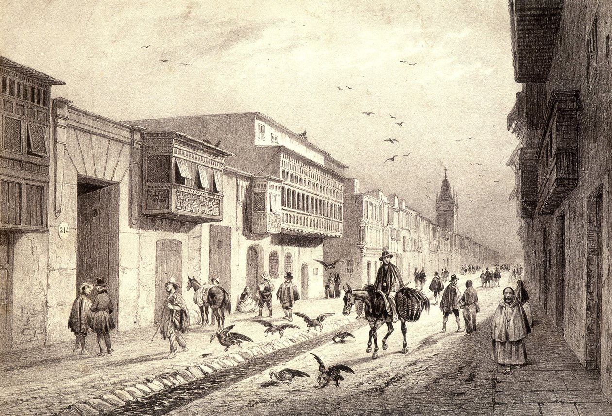 En gade i Valladolid i Lima, Peru. af Unknown artist