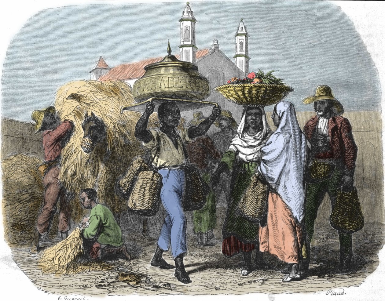 En rejsende brødsælger i Cuba, gravering fra 1870 af Unknown artist