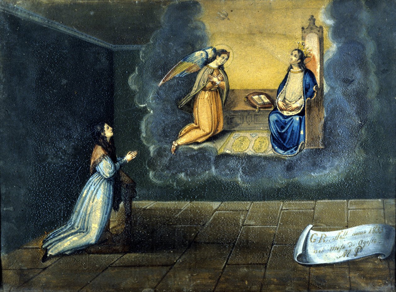 En ung kvinde beder. Ex voto fra helligdommen for Madonna delle Grazie de Monza. 1833. af Unknown artist