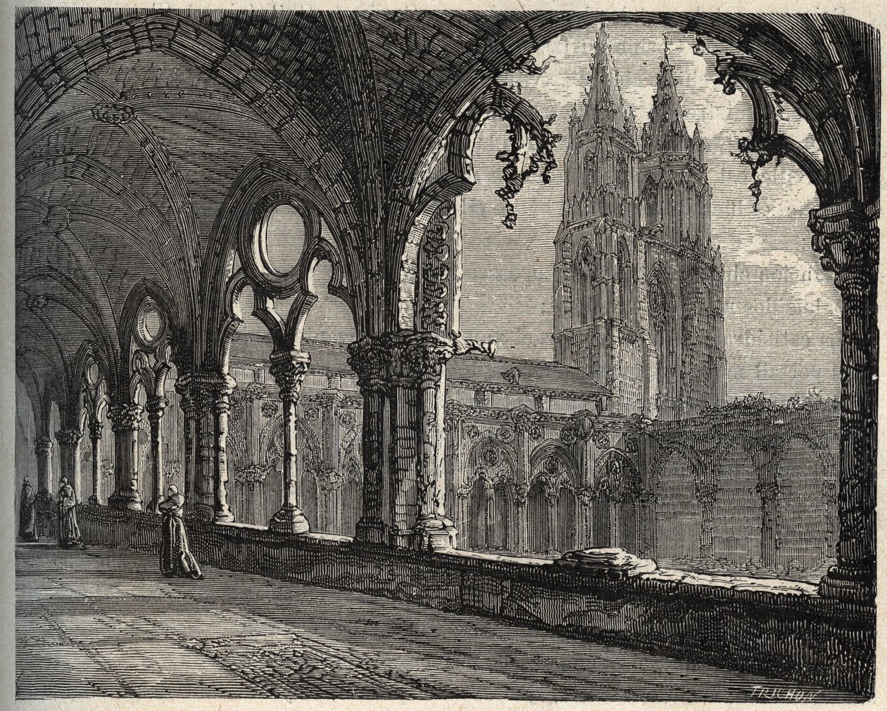 Abbaye Saint-Jean-des-Vignes - Soissons - (Saint Jean des Vignes) - gravering i "" PATRIE" - PECTUREQUIREQUE BESKRIVELSE AF FRANKRIG I 6 BIND AF LUCIEN HUARD - slutningen af ​​1800-tallet af Unknown artist