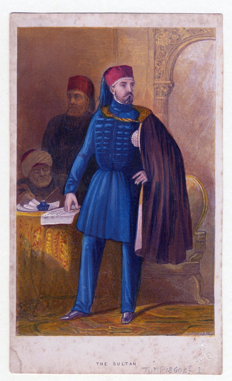 Abdulmecid Ier (Abdul Medjid, Abdul-Medjid) - Sultan Abduelmecid I (1823-1861) - Anonym - 1850 - Farvelitografi - Privat samling af Unknown artist