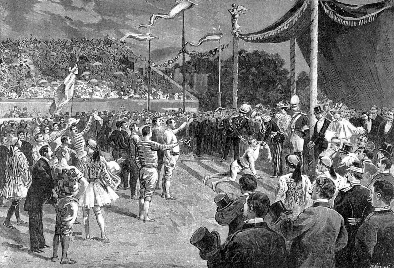 Om de olympiske lege: maratonløberen - i "" The Illustré Journal", 26/04/1896. af Unknown artist