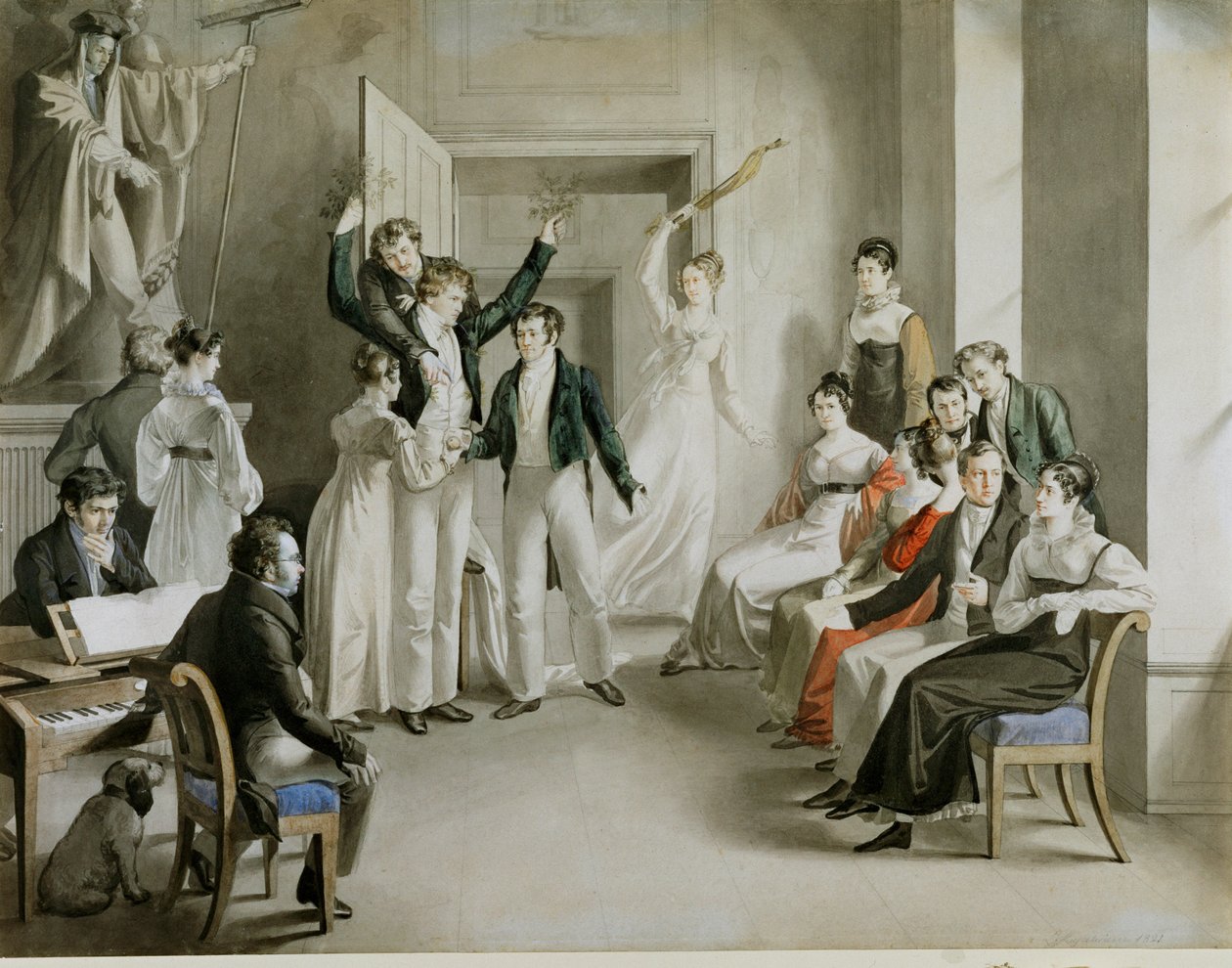 " Adam og Eva og syndefaldet", et skuespil spillet af "Schubertians" af Unknown Artist