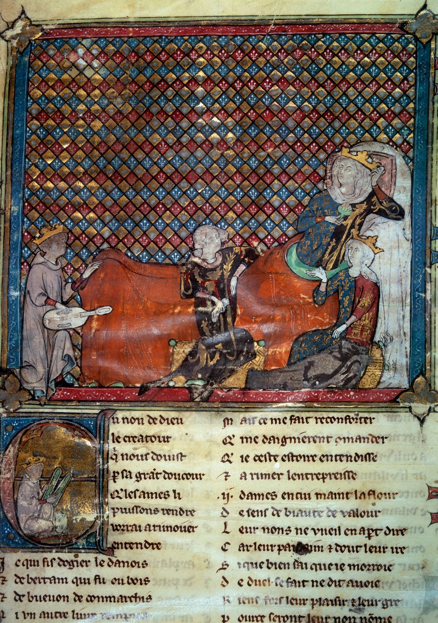 Adenet le Roi (ca. 1240- ca. 1300), digter og menestrel, reciterer Cleomades