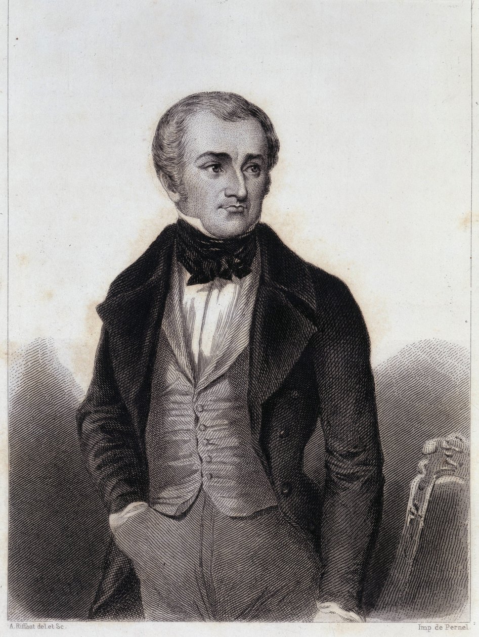 Adolphe Thiers (1797-1877) - indgravering i "Historien om Louis Philippes politiske og private liv" af Unknown artist